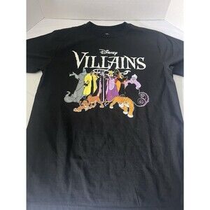 Disney Villains Graphic T-Shirt Size Large Black Cruella Scar Evil Queen Hades
